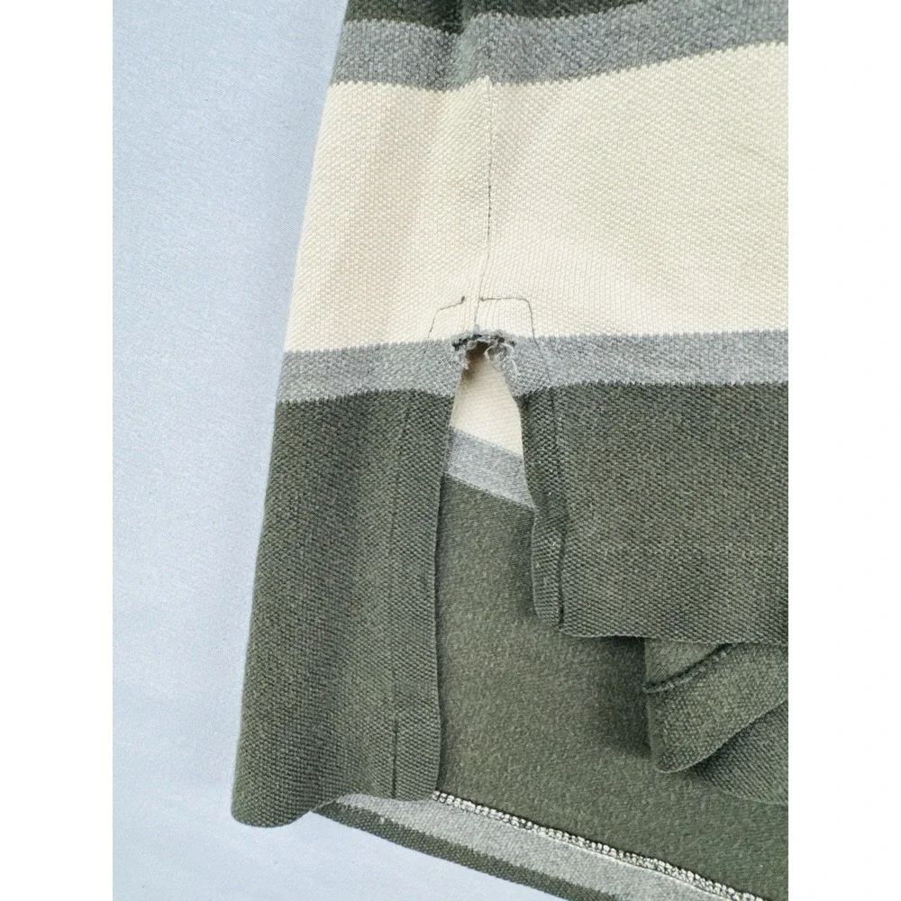 Vintage Polo Ralph Lauren Striped Rugby Polo Shirt Olive Cream Adult L Cotton
